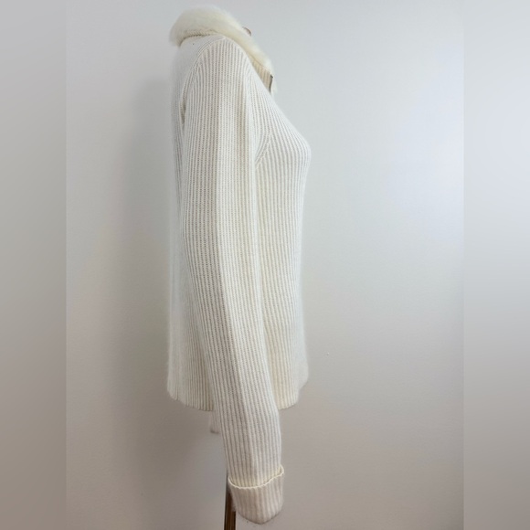 Calvin Klein Women's Faux Fur Collar, Long Sleeve Zip-up Sweater, Size Large - Picture 4 of 16